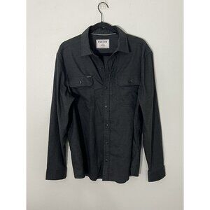 Poncho Mens Dark Gray Performance Flannel Shirt Size Large Magnetic Buttons